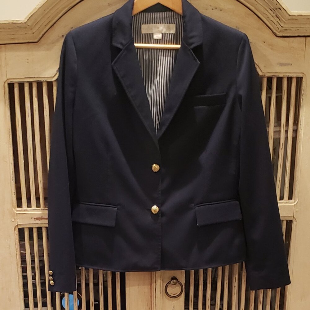 Boston Proper Long Sleeve  Navy Blue Blazer with Gold Buttons
